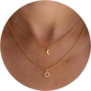 ⚡14K Gold Plated Sun Moon Sunlight Evil Eye Infinity Italian Horn Softball